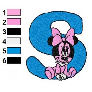 S Minnie Mouse Disney Baby Alphabet Embroidery Design